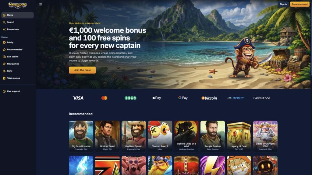 homepage van het beste online casino nederland winner island